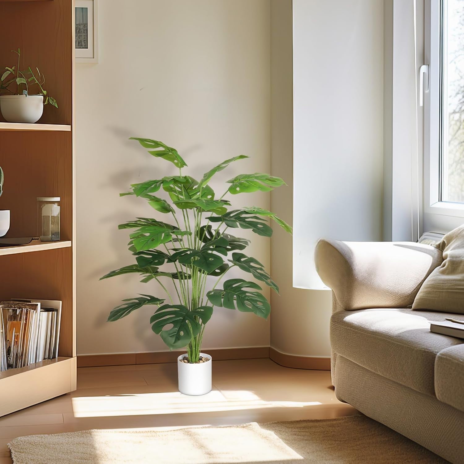 28-Inch Artificial Monstera Plant Fake Tropical Tree Indoor Outdoor Decoration