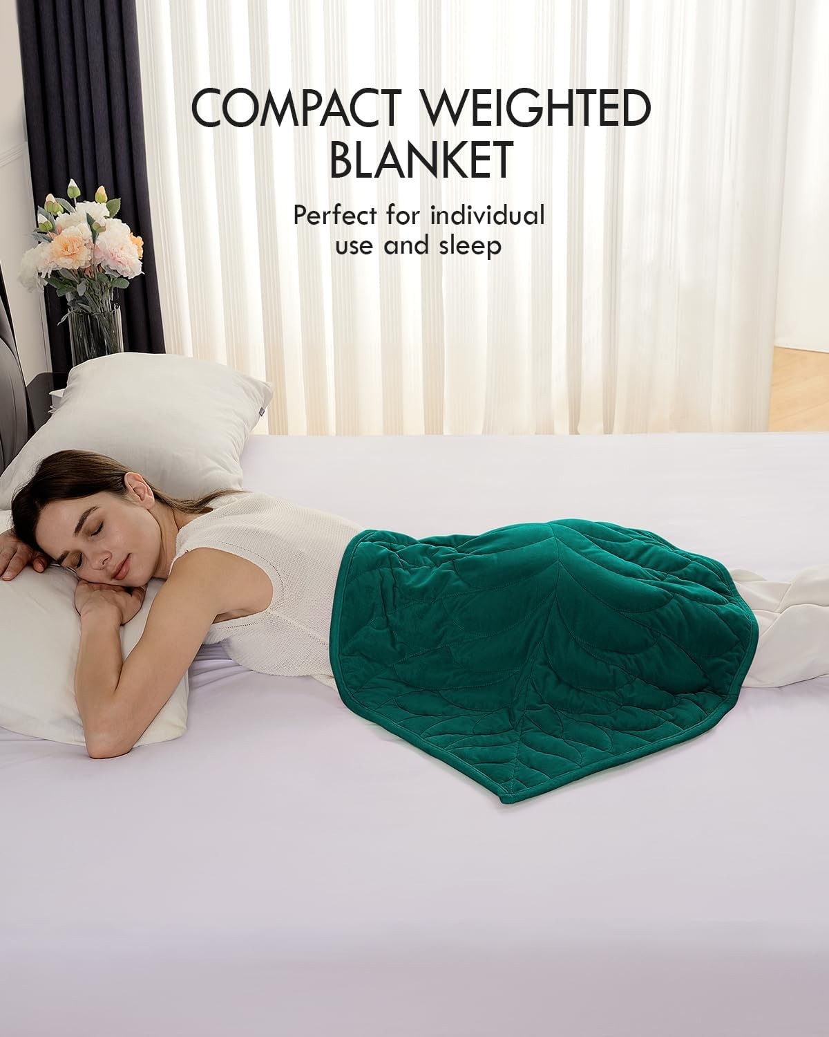 Soft Weighted Lap Blanket 5lbs Green Velvet Stress Relief Travel Leaf