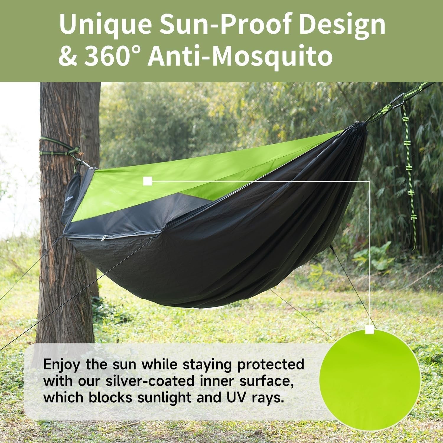 Outdoor Camping Hammock with Mosquito Net & Sunshade | 290x140CM Travel Bed