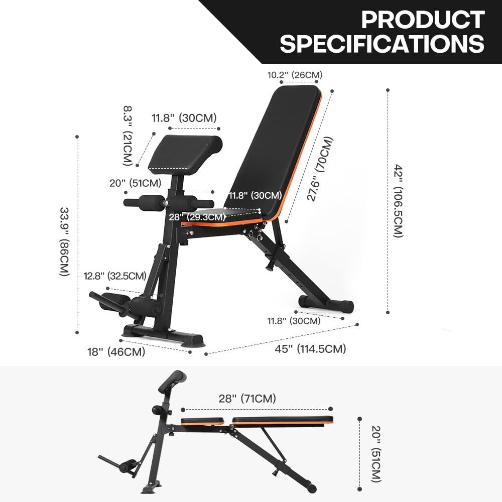 Multi-Function Roman Chair Gym Bench Adjustable Full Body Home Workout