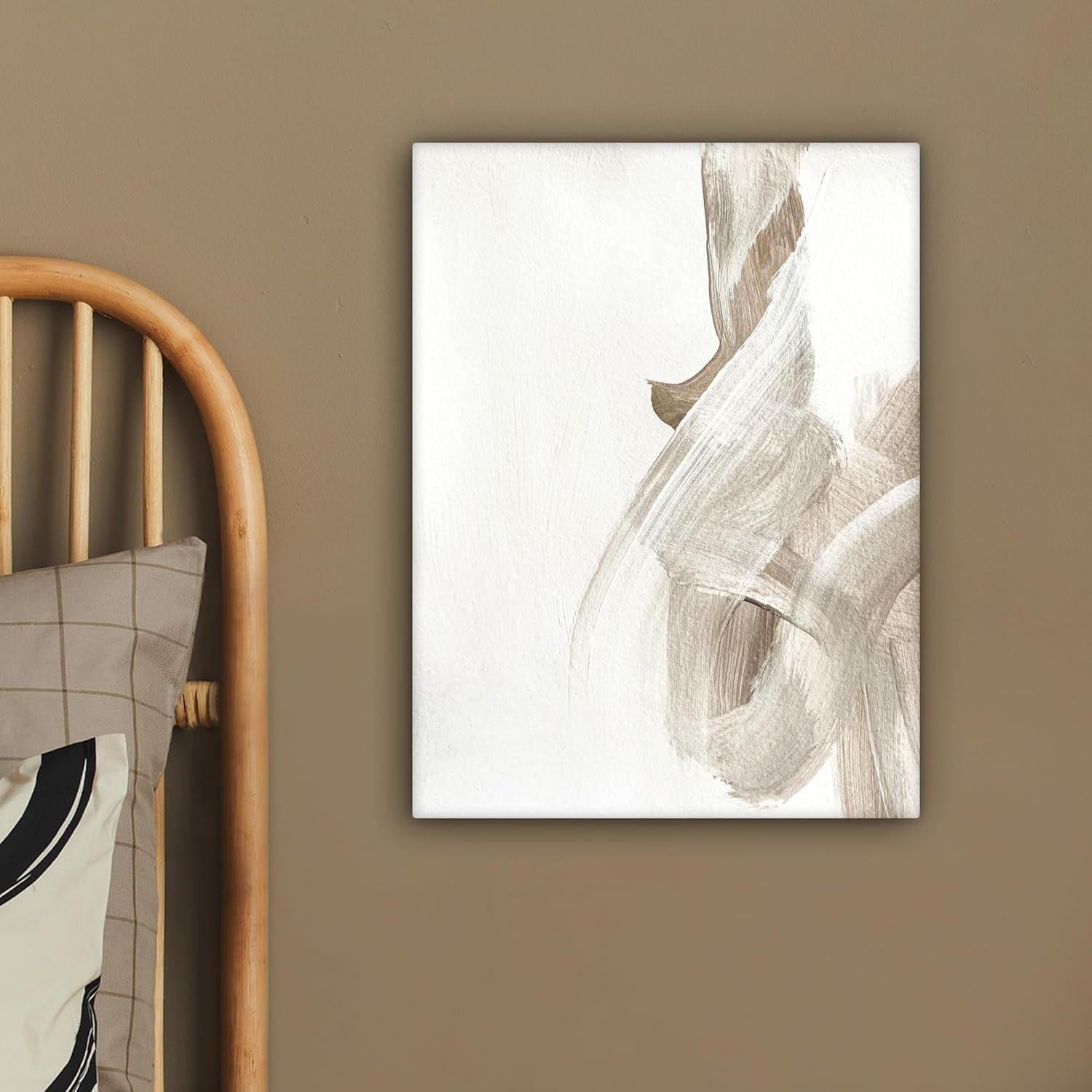 Beige Abstract Canvas Wall Art 30x40cm Framed Modern Print