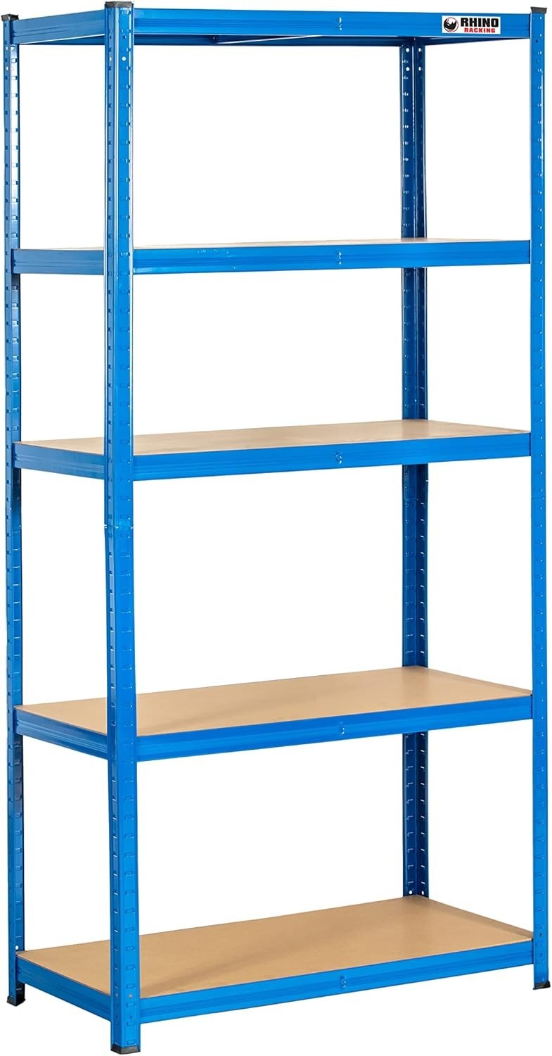 Heavy Duty Blue 5-Tier Garage Shelving Unit 180x90x45cm Adjustable