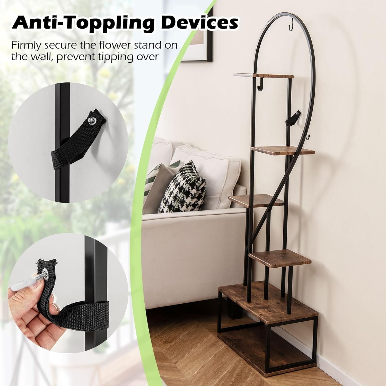 6 Tier Tall Metal Plant Stand Indoor Outdoor Heart Shape Flower Shelf