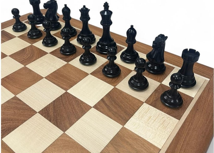 Luxury Wooden Chess Set 3.5" King Stallion Knight Pieces & Storage Box