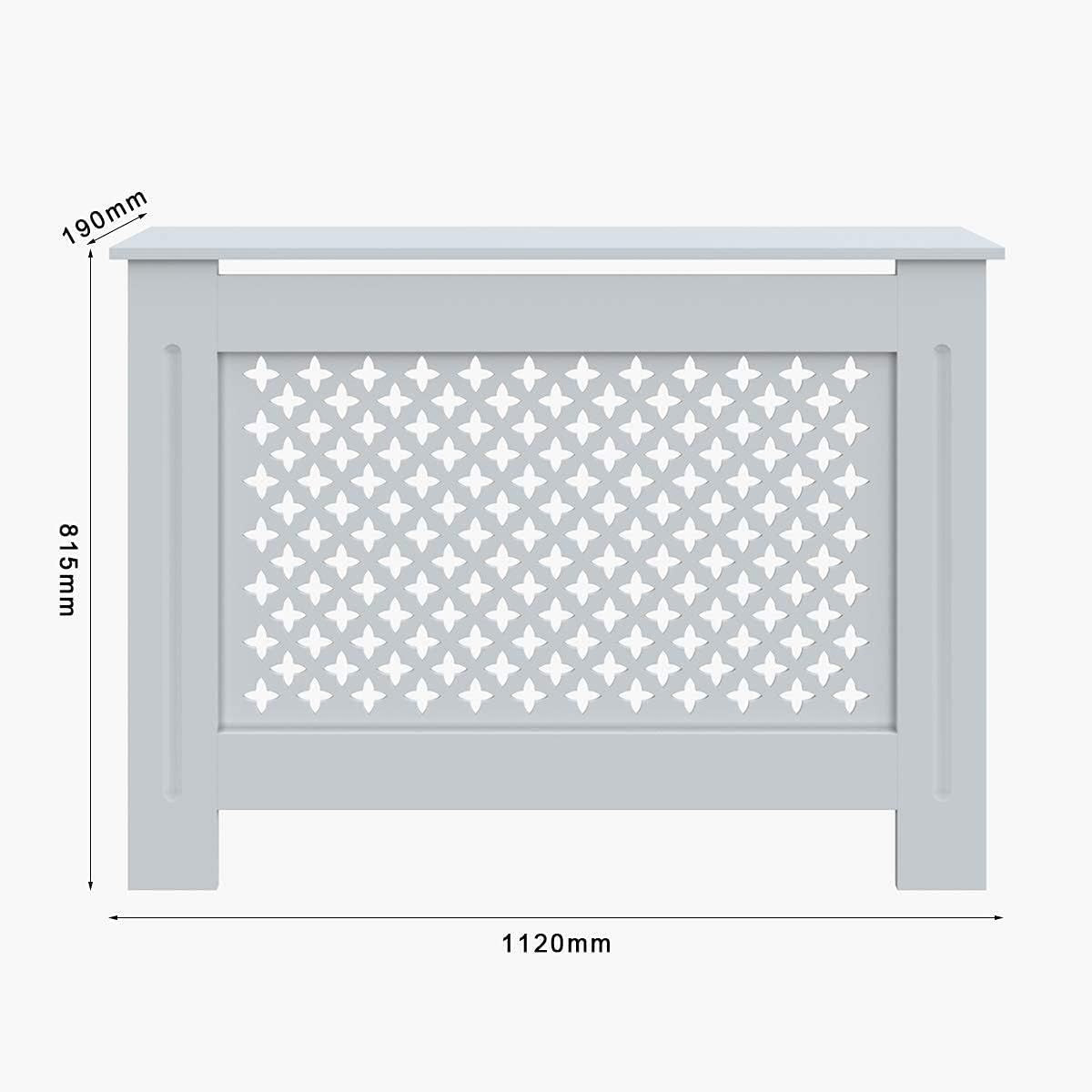 White Radiator Cover Medium | Modern Cross Slat MDF Cabinet – Easy Assembly
