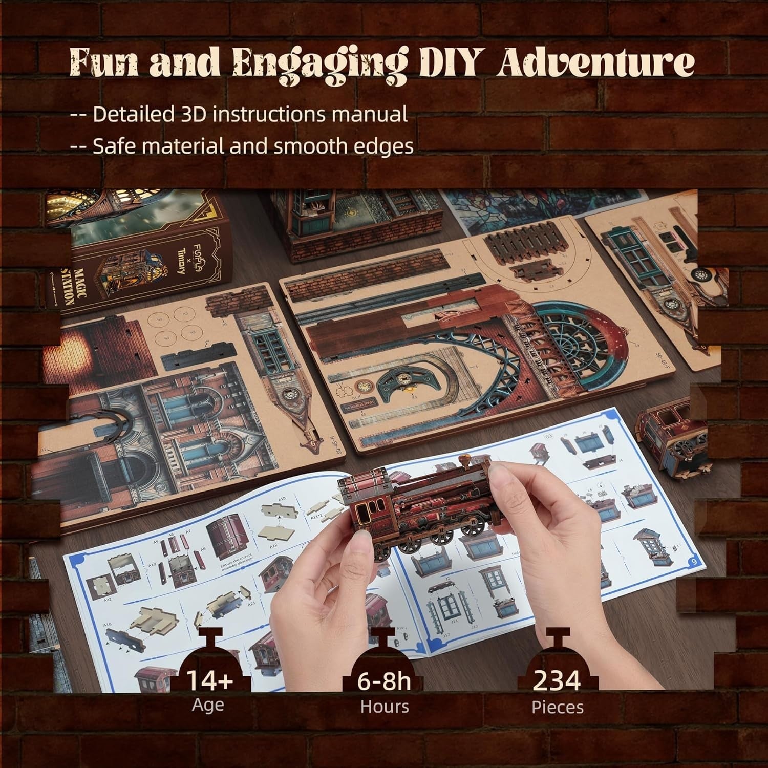 LED Magic Station Book Nook Kit 3D Wooden Puzzle Bookshelf Decor