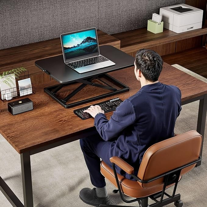 Sit Stand Desk Converter Height Adjustable X Frame Laptop Riser Home Office
