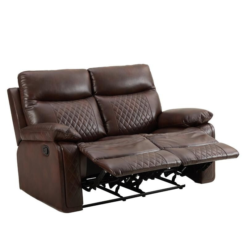 Brown Faux Leather 2 Seater Recliner Sofa Manual Padded Armchair UK