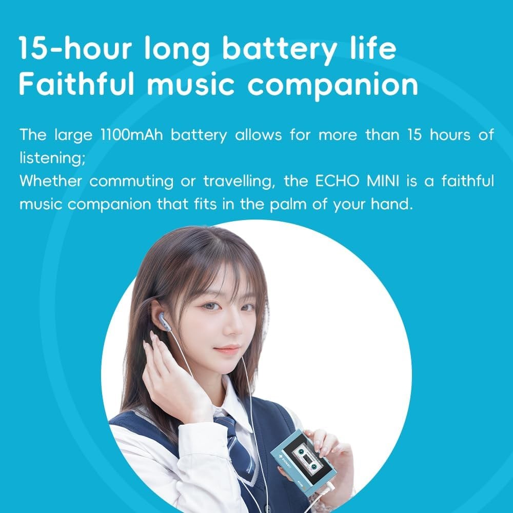 Mini HiFi MP3 Player Bluetooth 15H 3.5mm 4.4mm Output