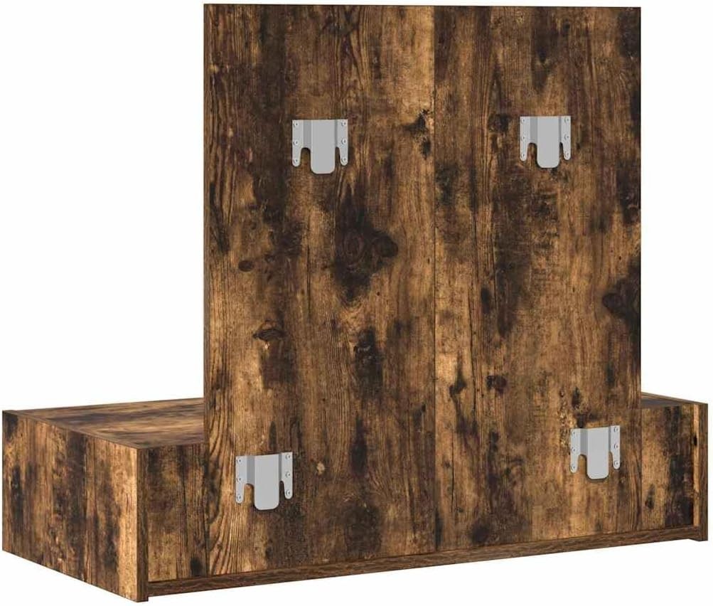 Modern Smoked Oak Dressing Table Vanity Desk with Mirror & Drawer Storage