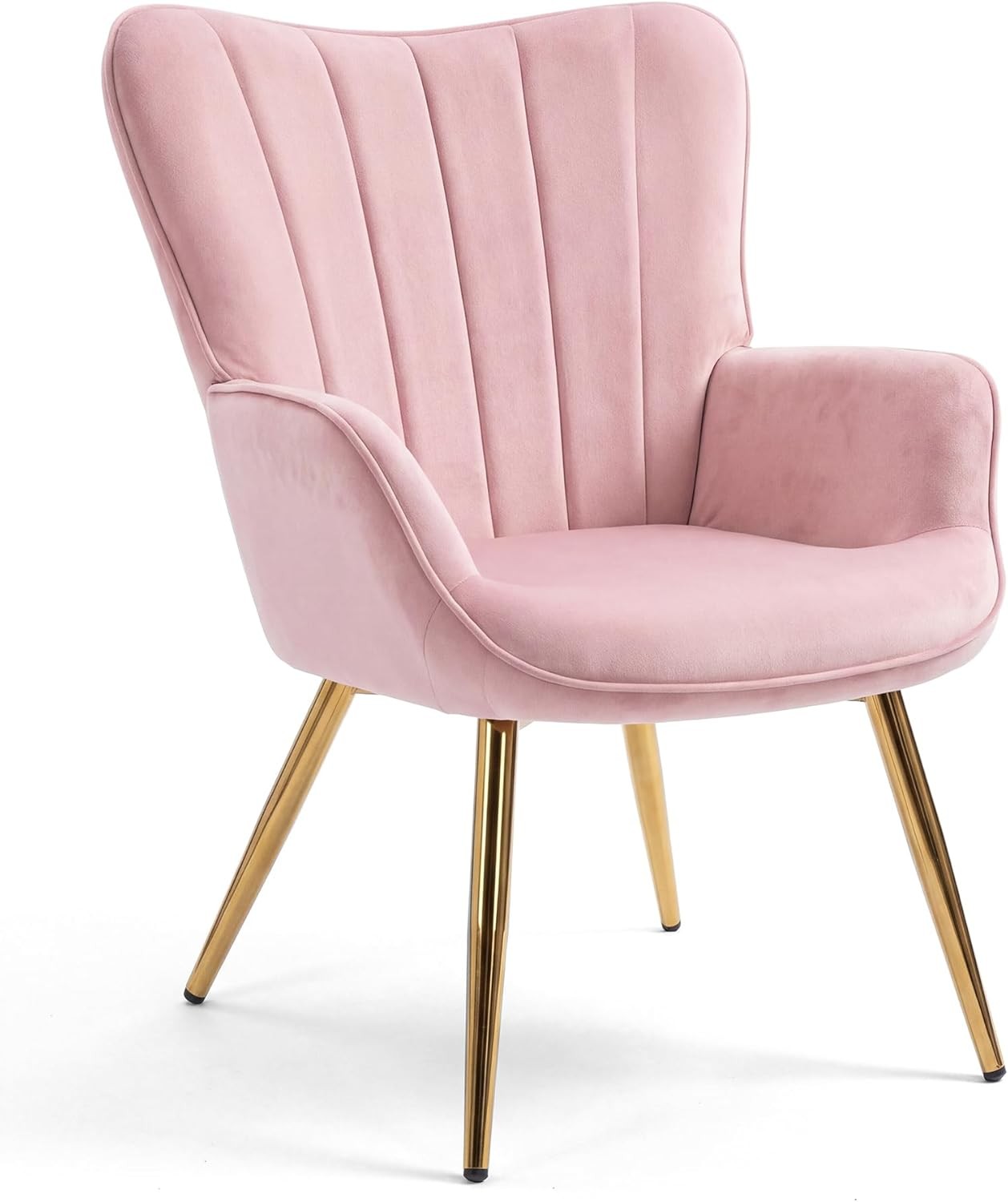 Wing Back Accent Armchair with Ottoman Modern Lounge Chair Pink