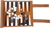 Travel Backgammon Set Roll Up Leather Portable Board Game 18.5 Inch