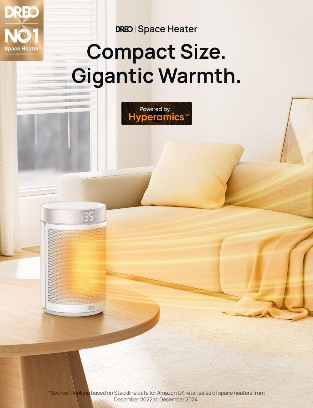 1500W Portable Ceramic Space Heater – Silent, Thermostat & Timer, Bedroom