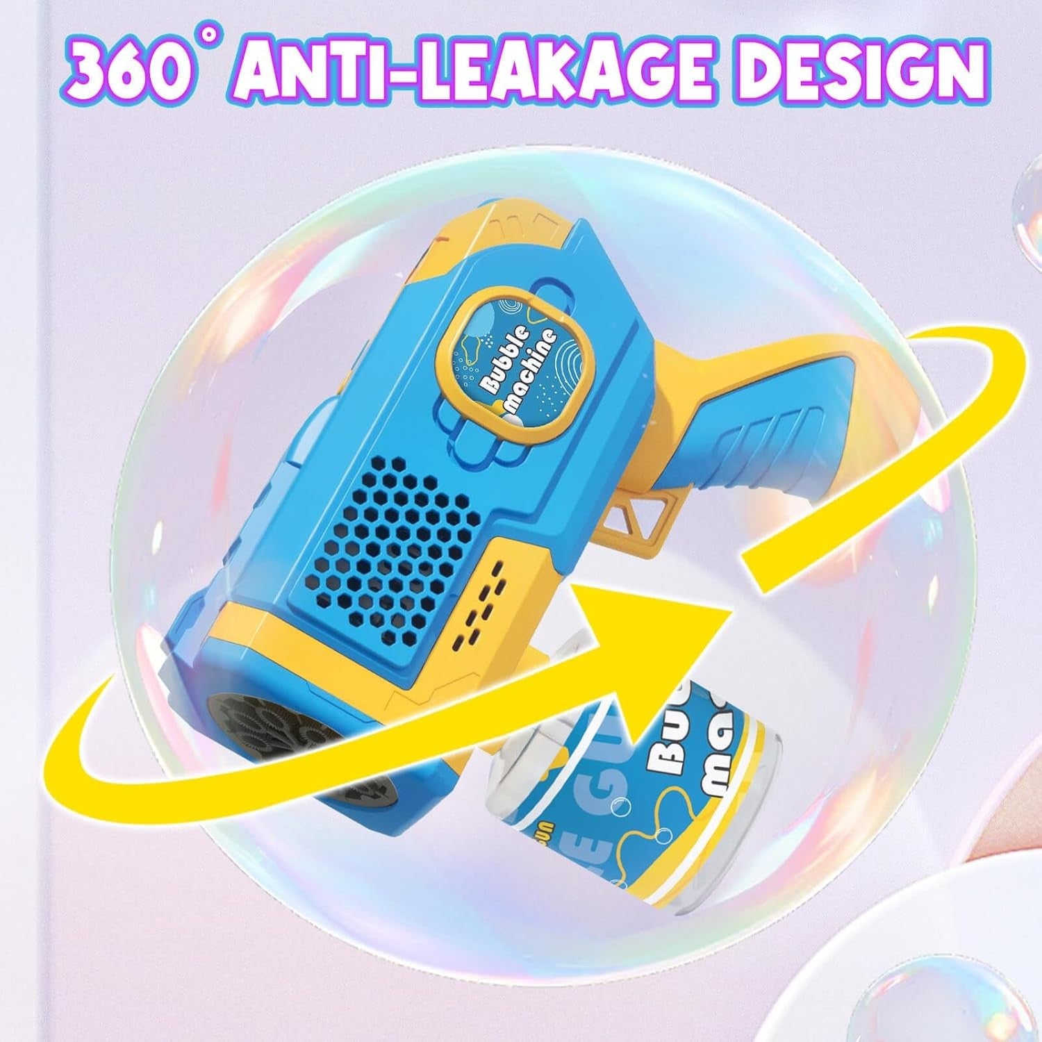 Kids Bubble Gun Light Up 8 Hole Bubble Blower Toy Blue