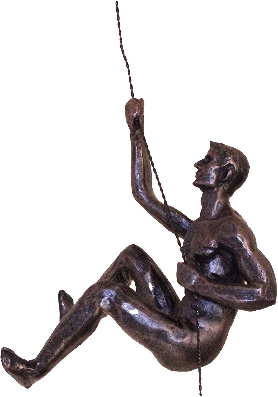 Bronze Climbing Man Wall Art Set 3D Bungee Jumper Decor