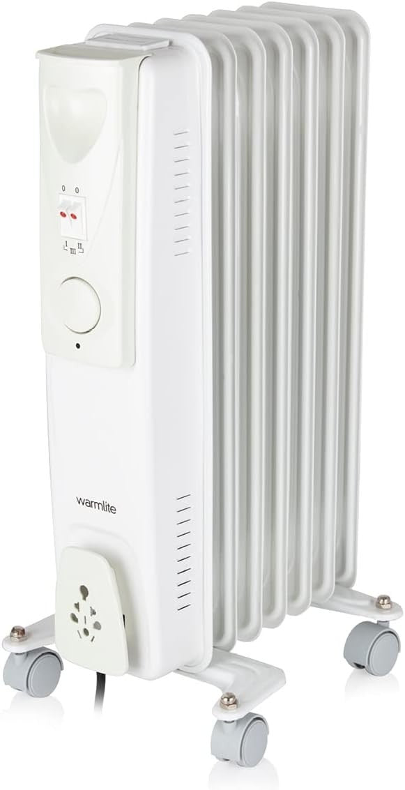 Warmlite WL43003YW 1500W Oil Filled Radiator with 3 power Settings and Adjustabl