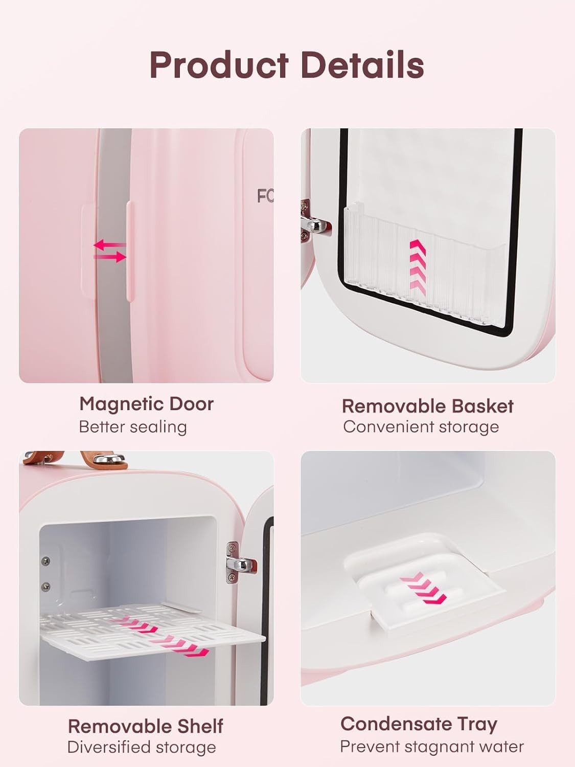Portable 5L Mini Fridge Small Cooler for Office Bedroom Car Travel Pink