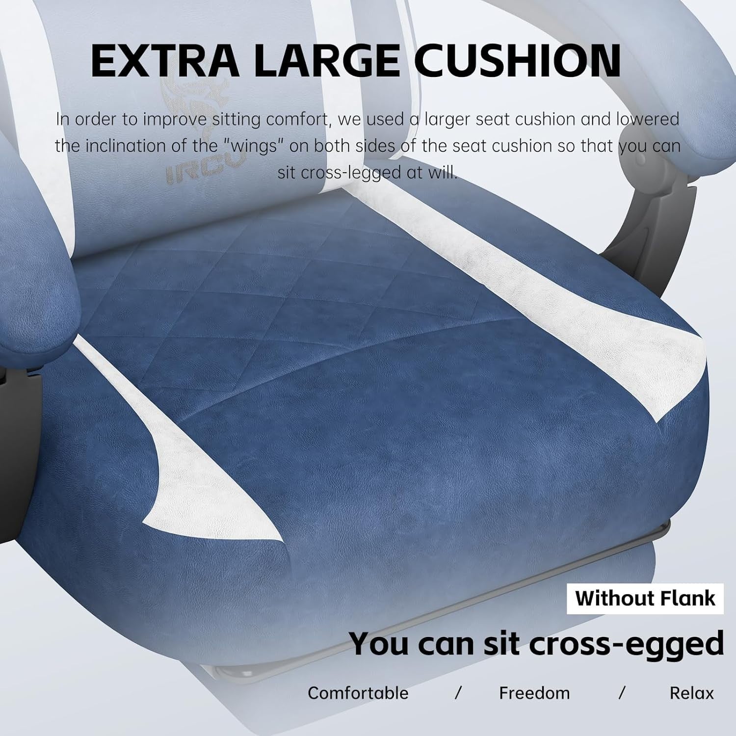 Gaming Chair Memory Foam Footrest Reclining Large Lumbar Support Blue
