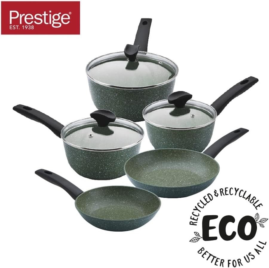 5pcs Green Eco Non Stick Cookware Set Induction Hob Pots Pan Set Dishwasher Safe