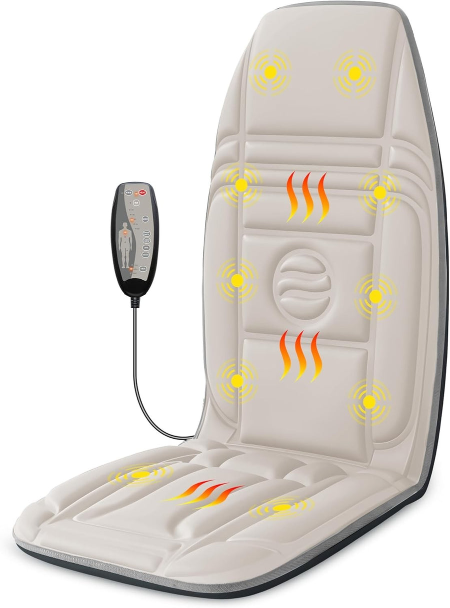 Vibration Back Massager with Heat 10-Motor Seat Cushion 2 Heat Levels for Chair