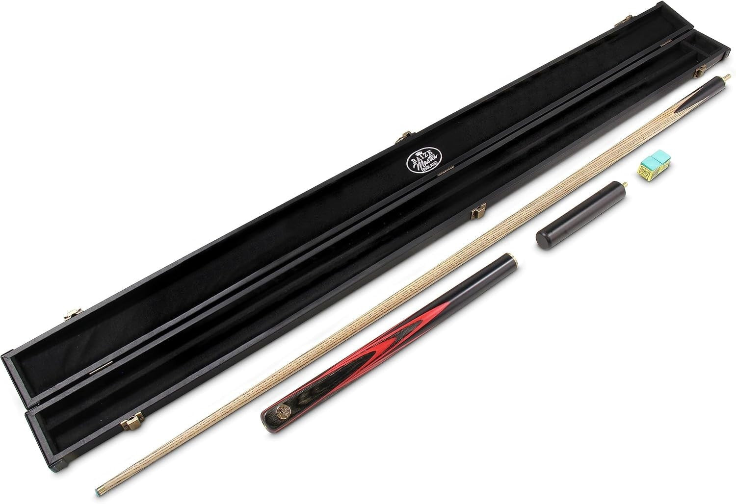 57in Hand Spliced English Pool Cue 8.5mm Tip 3/4 Joint Pro Set Red