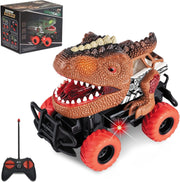 Dinosaur Remote Control Car for Kids 3–8, LED Light Monster Truck Toy