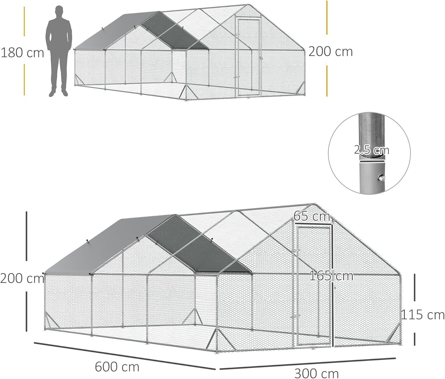 Extra Large Walk In Chicken Run Galvanised Outdoor Enclosure 12–18 Hens