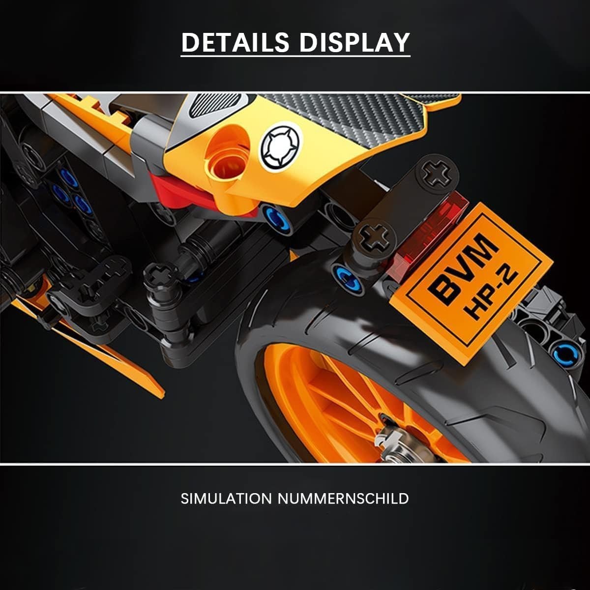 760PC Motorcycle Building Kit - Realistic DIY Model, Non-Toxic, Orange
