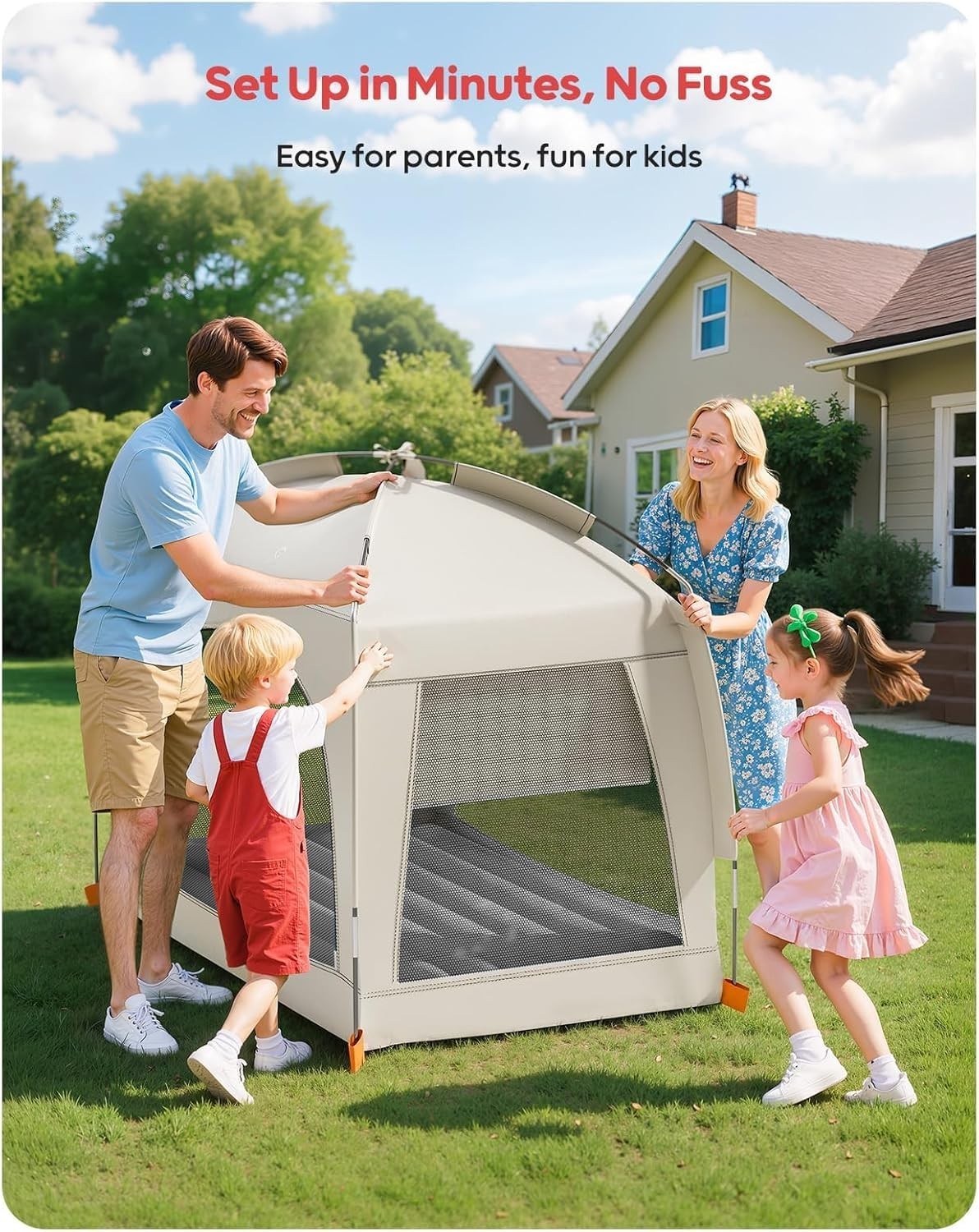Toddler Inflatable Travel Bed with Tent Kids Air Mattress Camping Indoor