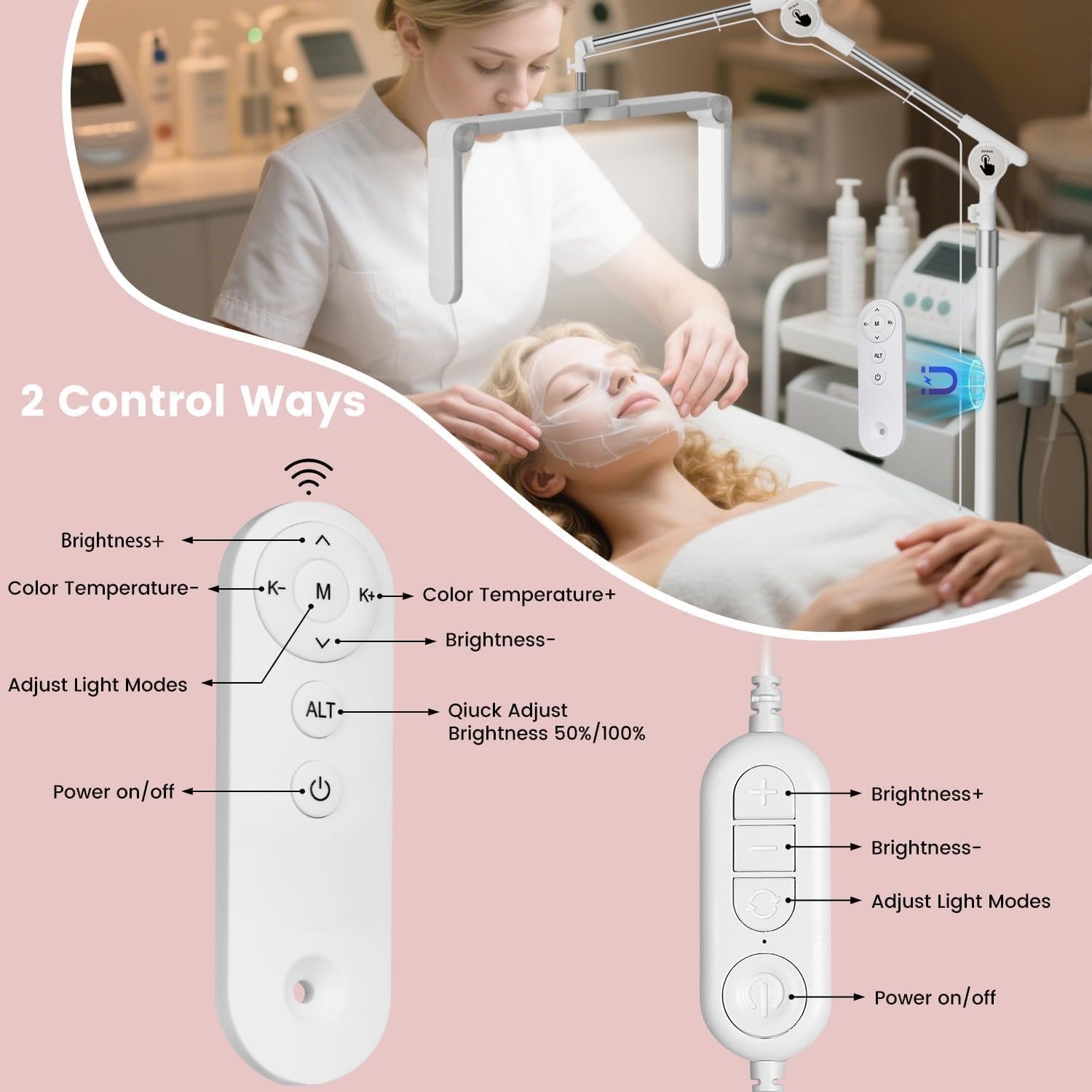 40W Foldable Lash Light LED Beauty Lamp Dimmable Remote Adjustable Arm