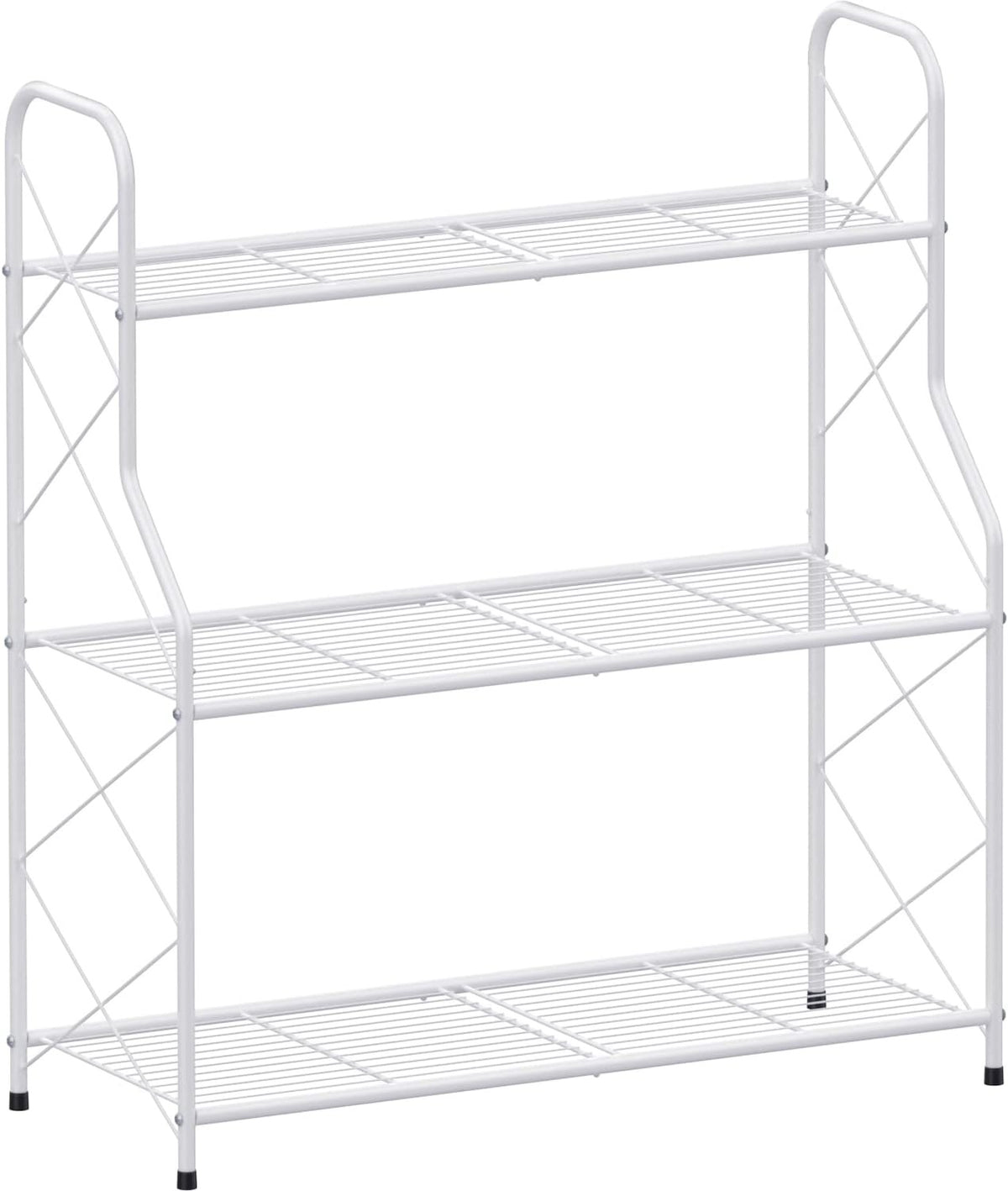 3 Tier Metal Plant Stand Ladder Shelf Indoor Outdoor Corner Flower Rack White