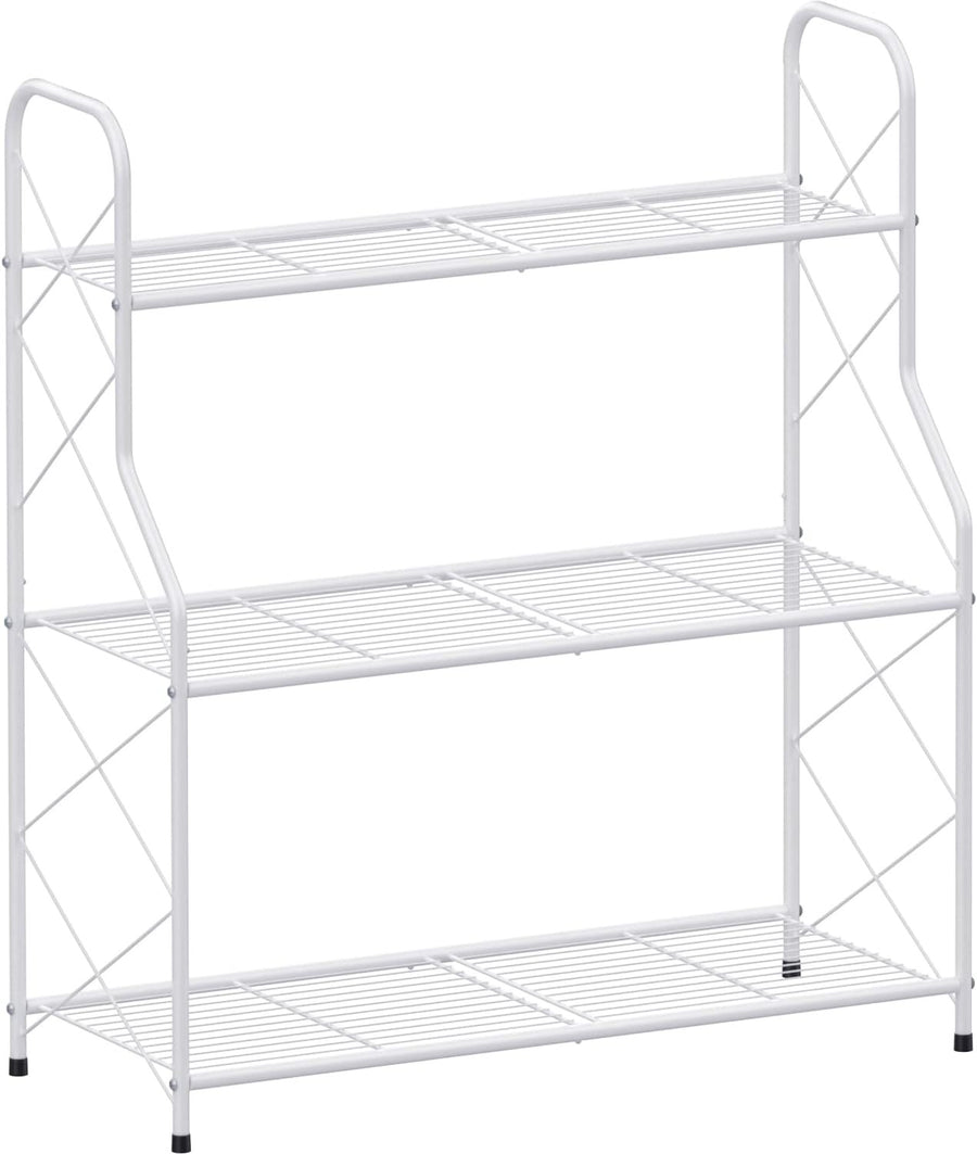 3 Tier Metal Plant Stand Ladder Shelf Indoor Outdoor Corner Flower Rack White
