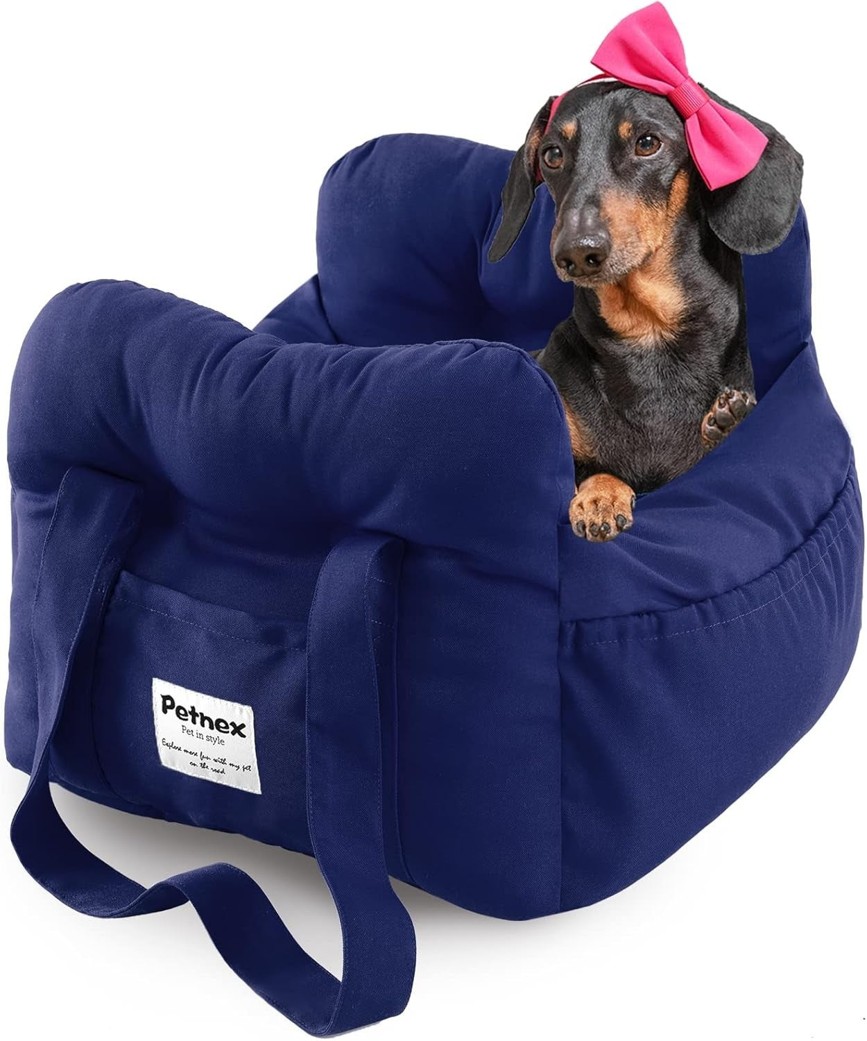 Small Dog Car Booster Seat Pet Travel Carrier Bed Safety Leash Navy