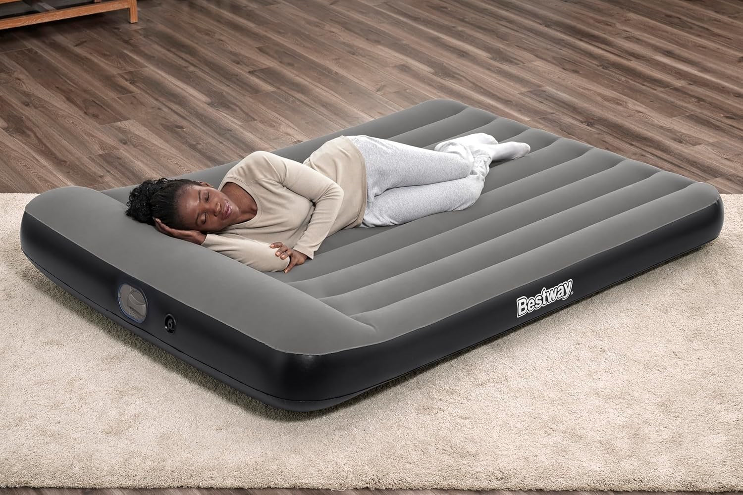 Queen Air Mattress 80"x60"x12" with Built-In USB Pump & Flock Top