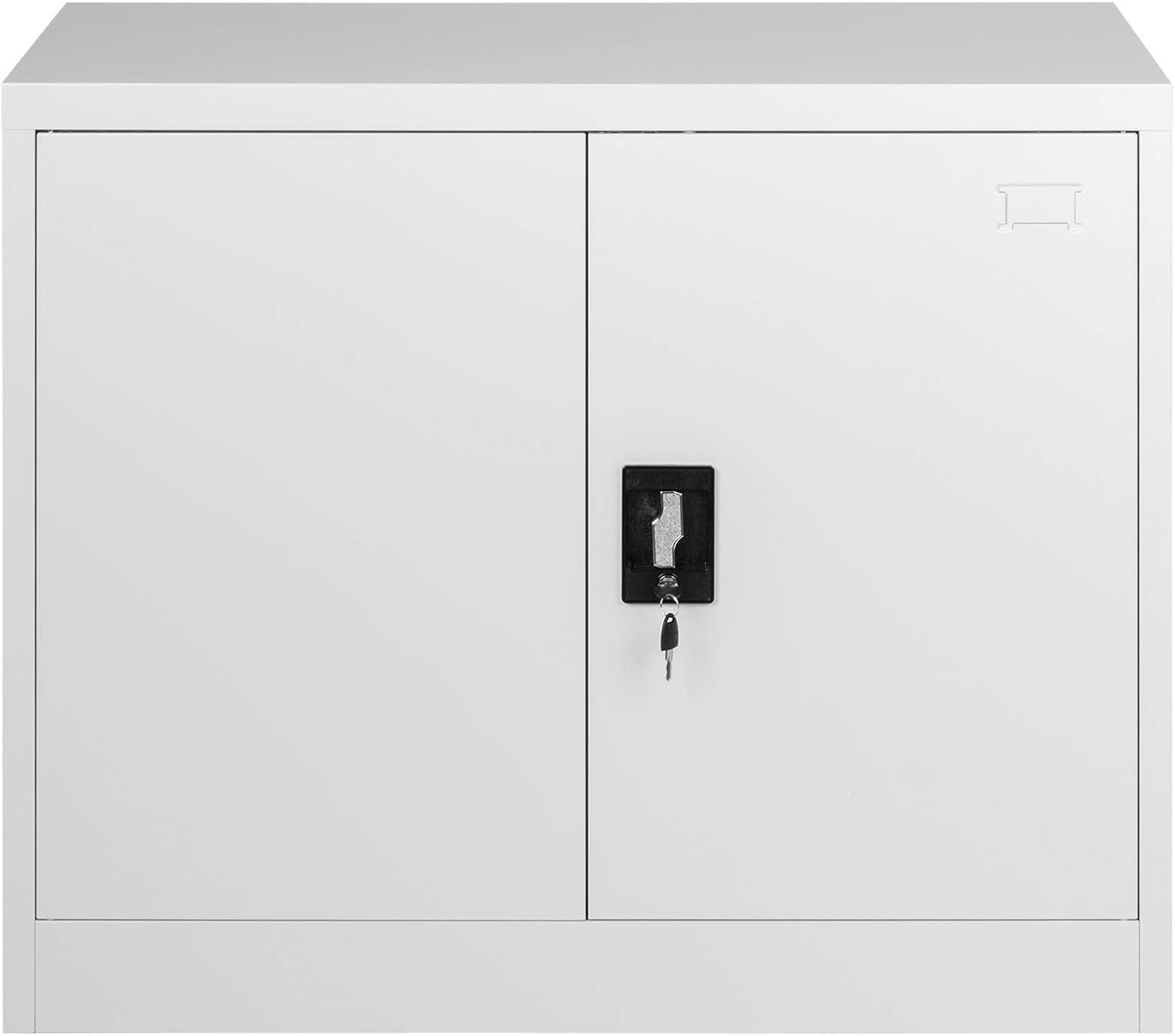 Metal Lockable Office Storage Cabinet with Adjustable Shelf, 90x90x40cm