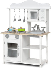 Wooden Kids Play Kitchen w/ Stove Oven Sink Accessories Toy Set