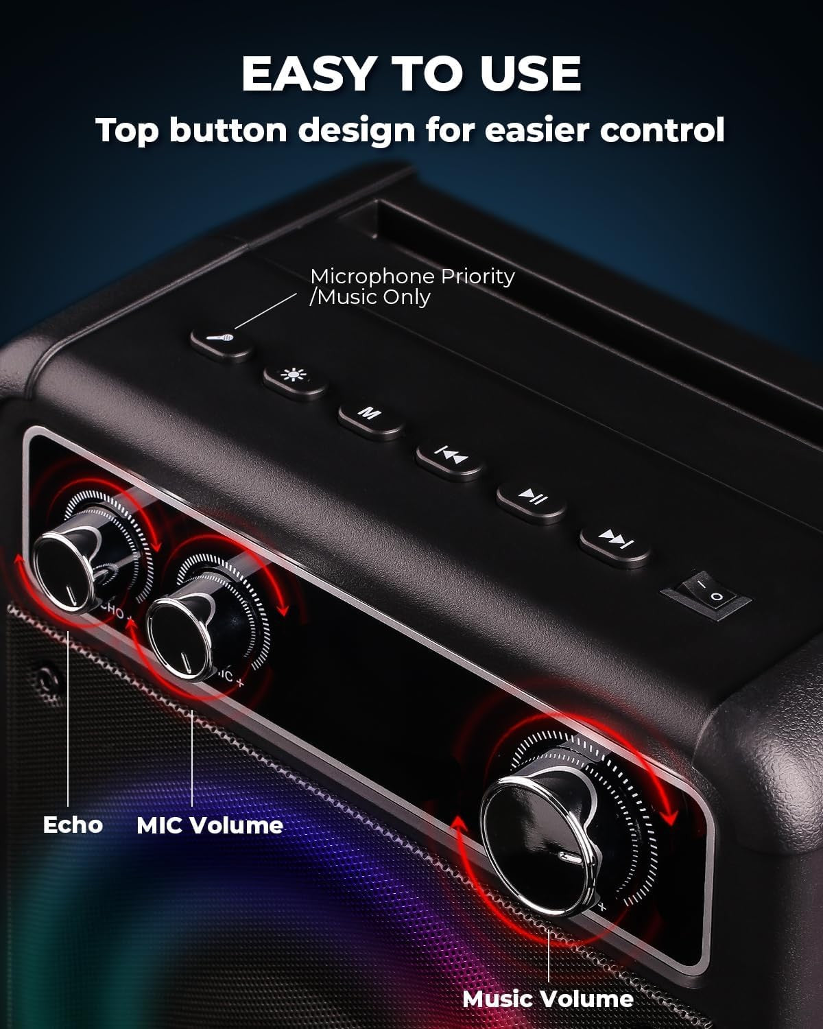Karaoke Machine with 2 Wireless Mics Bluetooth Speaker LED