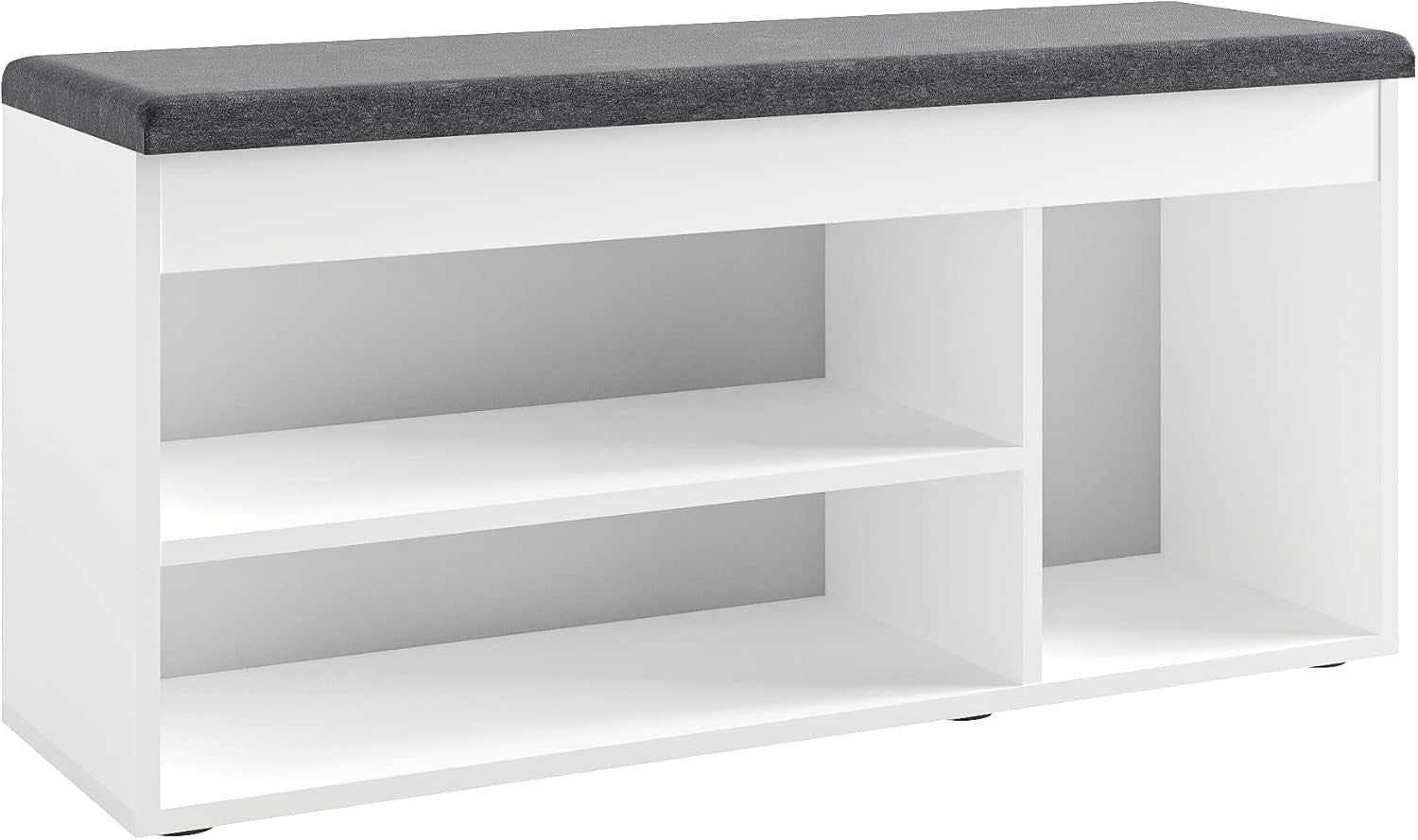 White Shoe Storage Bench with Cushion Hidden Compartment Wide Entryway Seat