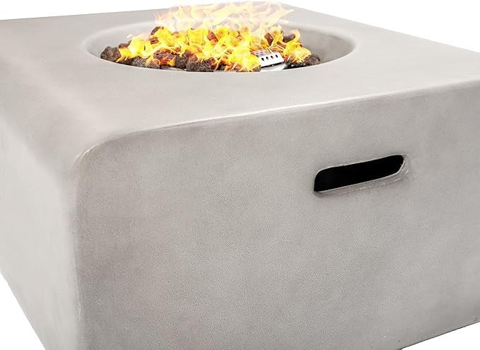 Luxury Outdoor Gas Fire Pit Table Round Stone Effect Patio Heater 59cm