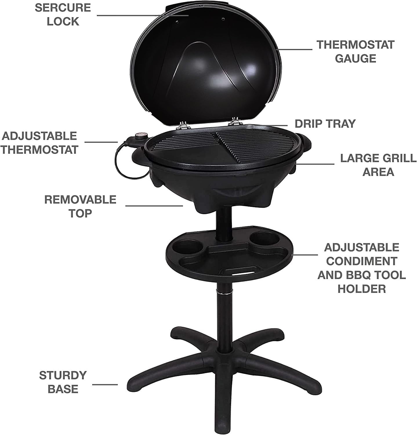 Electric BBQ Grill with Adjustable Temperature & Stand – Indoor Outdoor