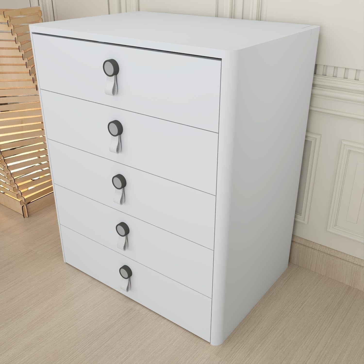 White High Gloss Dressing Table Desk 5 Drawer Flip Mirror Storage Stool 95cm