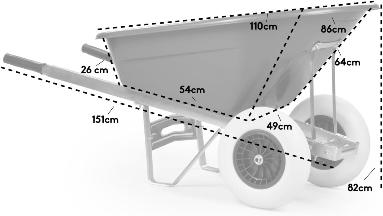 160L 2-Wheel Garden Wheelbarrow – Pink – Flat-Free Tyres Heavy Duty 130kg