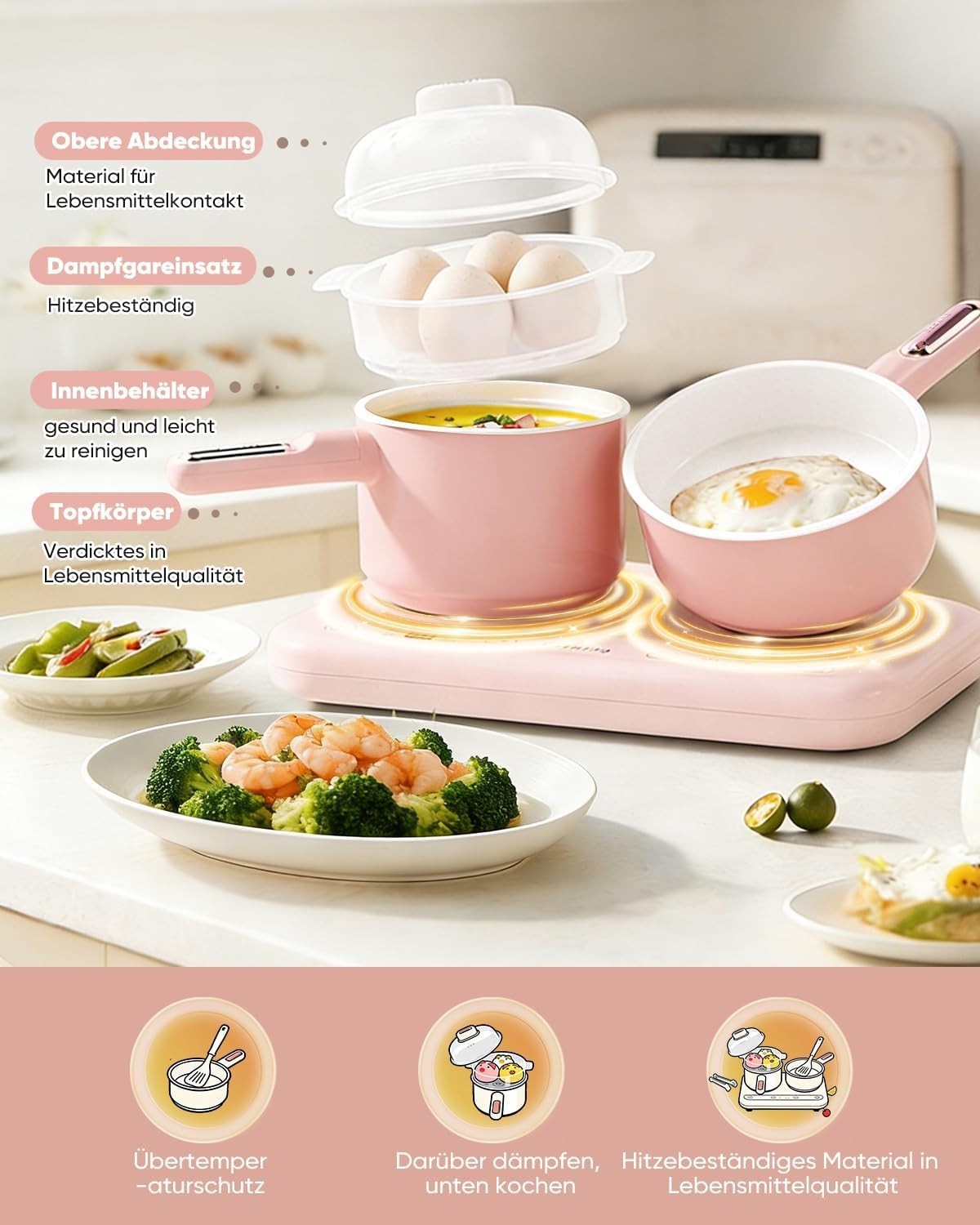 Kids Electric Cooking Set Double Hob Kitchen Toy Cookware 40 Pieces