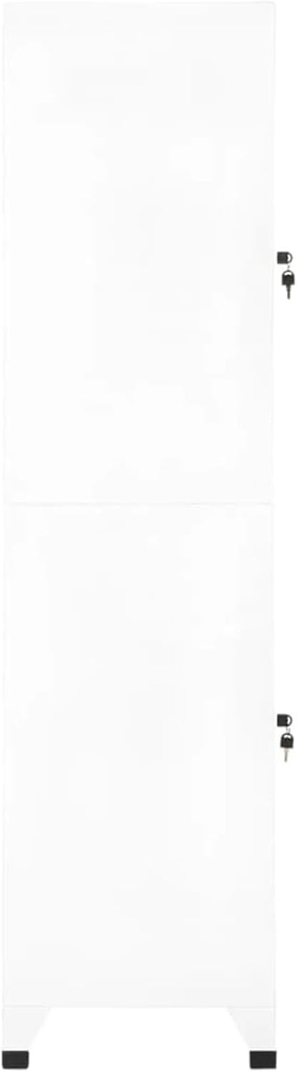 White Metal Locker Cabinet 2 Door Lockable Storage Cupboard Office Gym 180cm