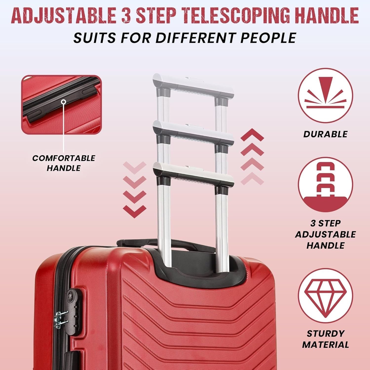 Medium 24'' Check In Luggage ABS Hard Shell 4 Wheel Spinner 68L Lock