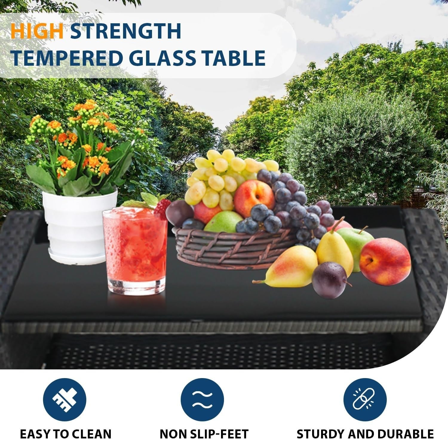 4-Seater Rattan Garden Sofa Set Chairs & Table Outdoor Patio Furniture