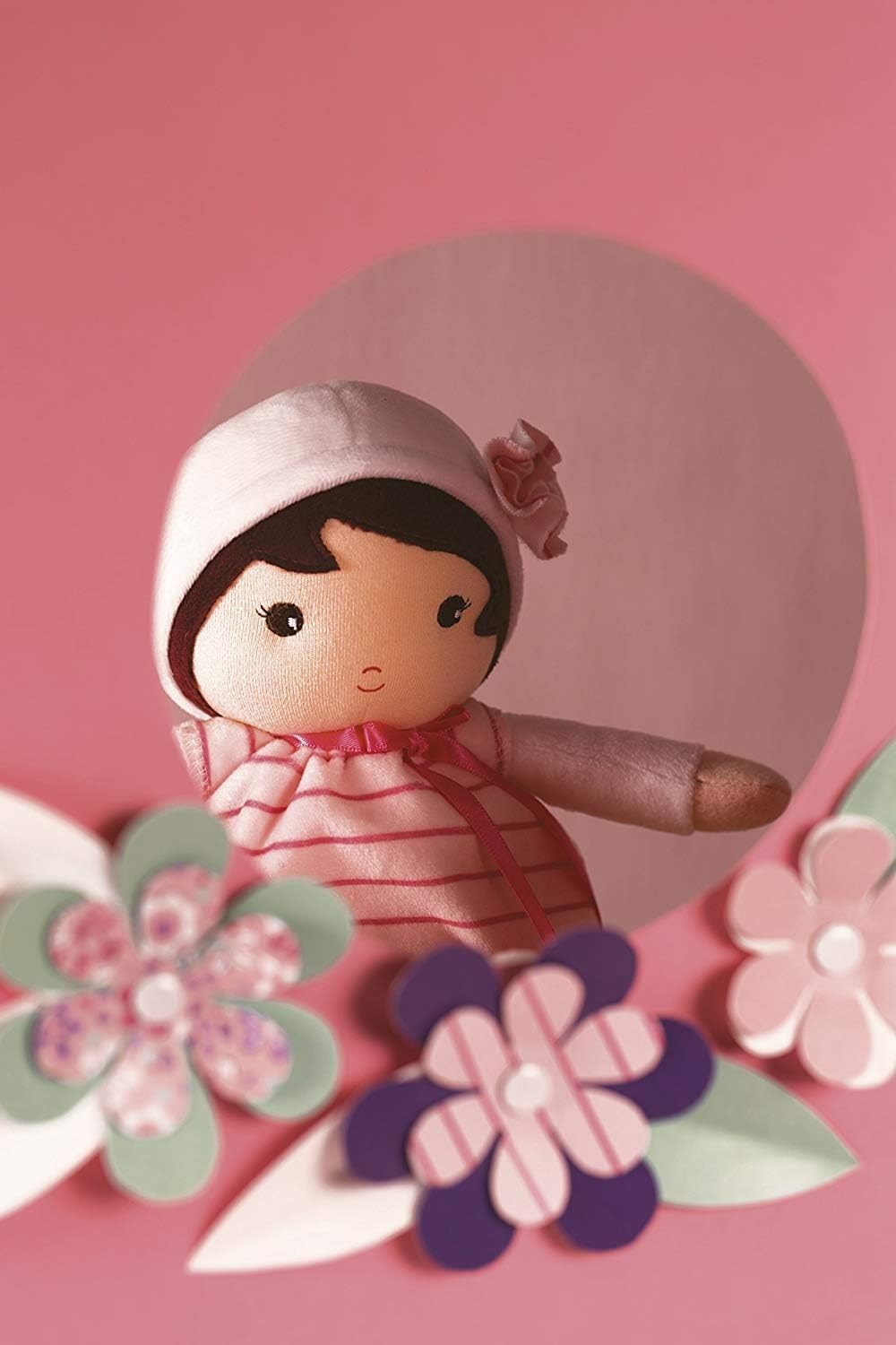 32cm Soft Plush Baby Doll Pink Striped Outfit Cuddly First Doll Gift Box