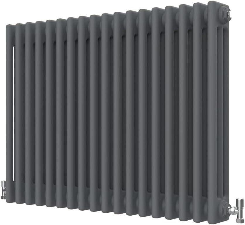 600x830mm Anthracite 3 Column Cast Iron Style Radiator Central Heating