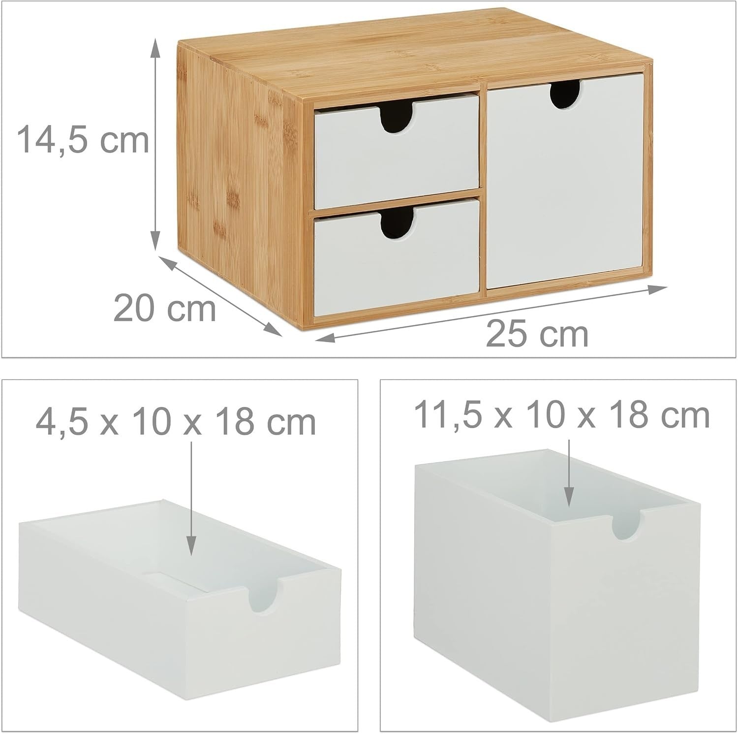 3-Drawer Bamboo & MDF Desk Organiser – Office Supplies Storage