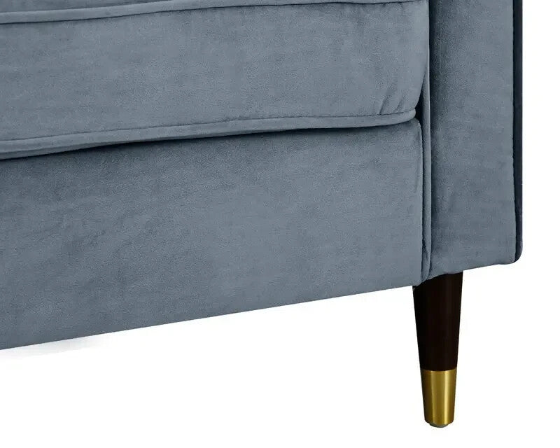 Grey Velvet Armchair Single Seater Sofa Gold Legs Plush Lounge Chair